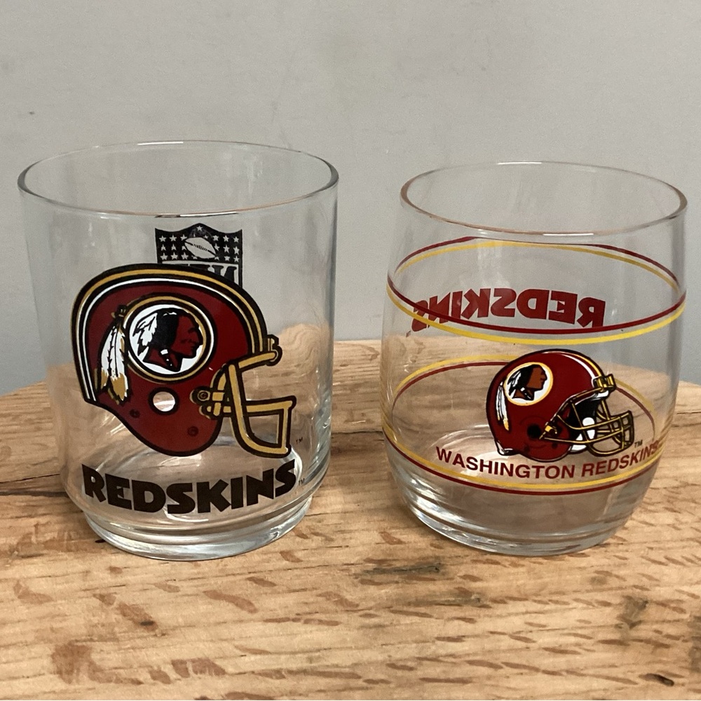 🔴 Vintage - Washington Redskins Drinking Glasses - 2 Styles - Collectible